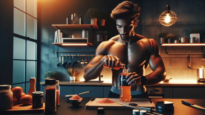 Athlete drinking an electrolyte drink during workout