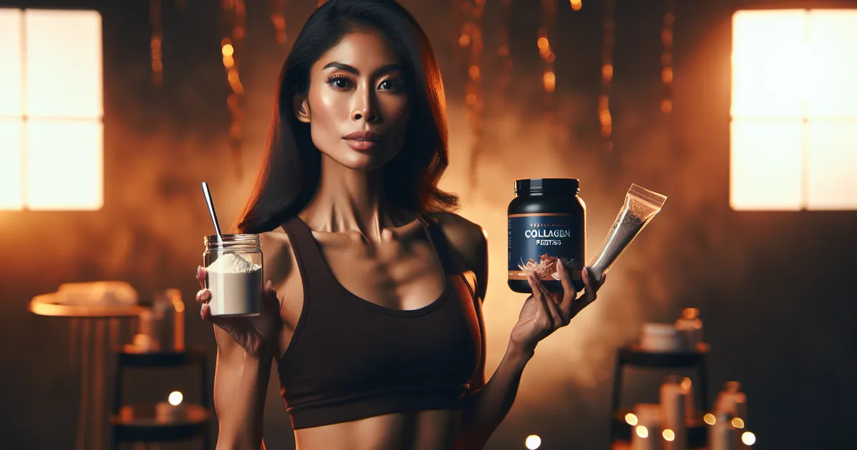 Collagen peptides and protein powder side by side
