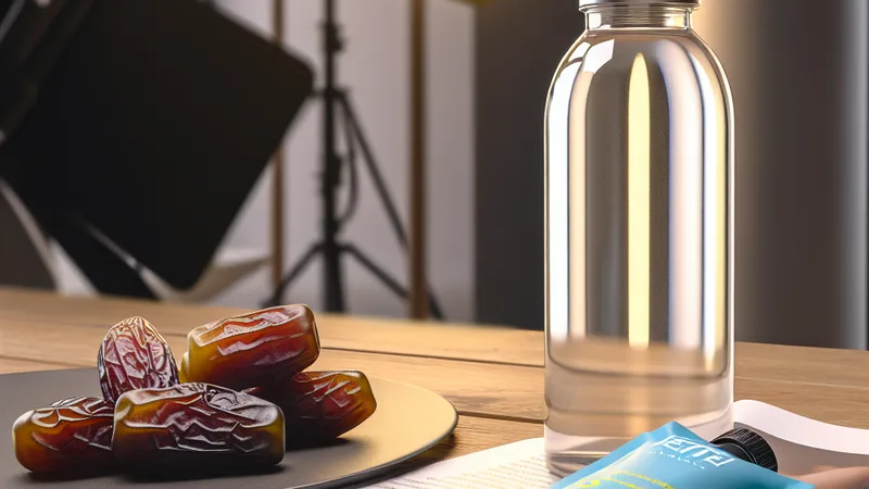 Person preparing suhoor with Ramadan products on the counter