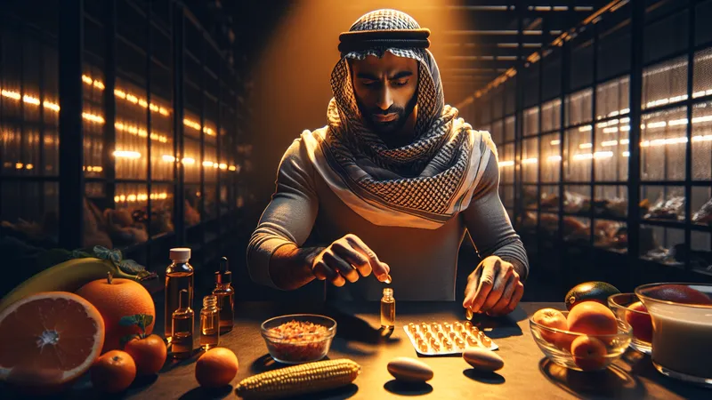 Vitamin D supplement bottles and capsules